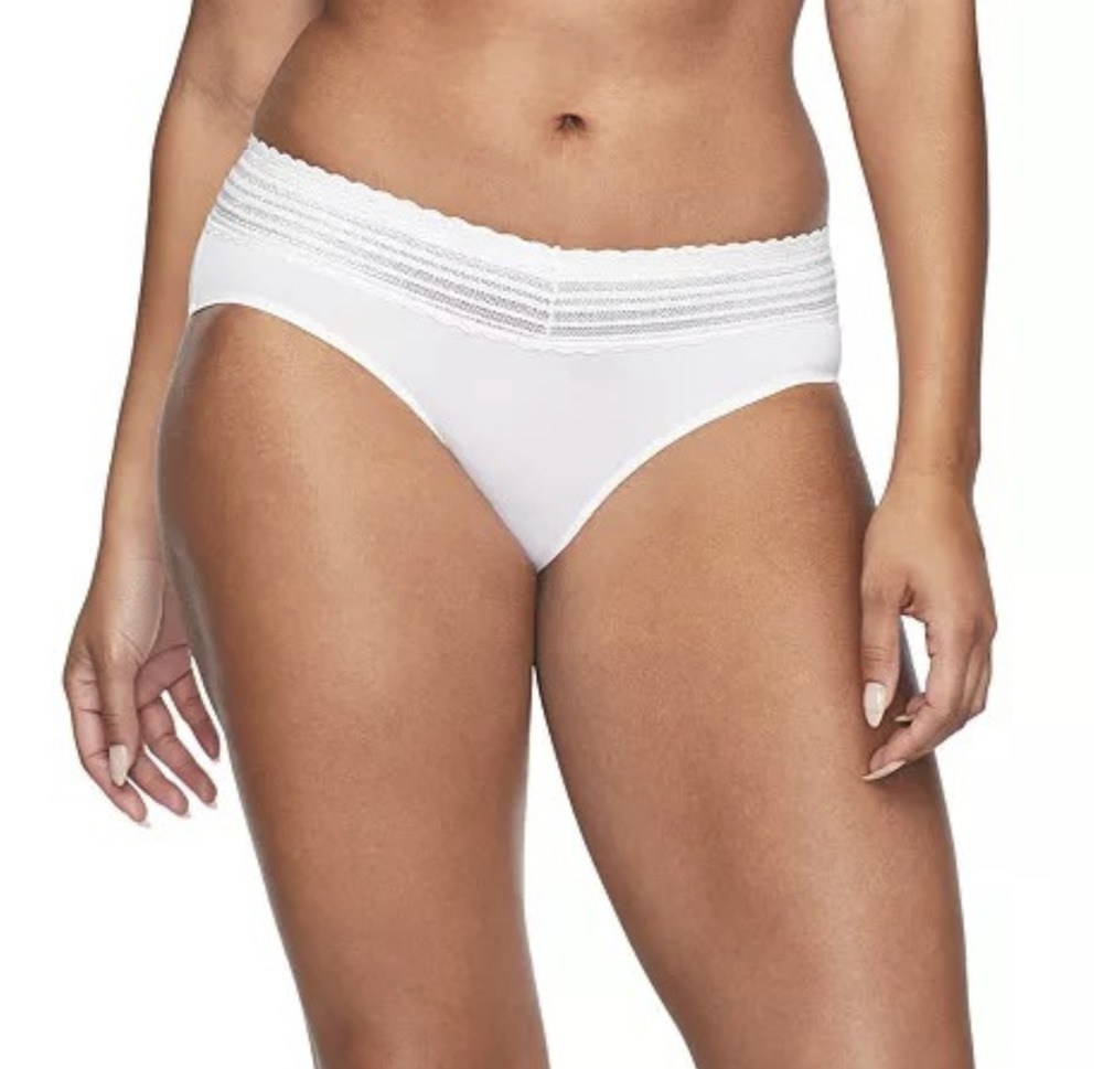 Warner's Women No Pinching No Problem Micro Lace Hipster Panties White Size 5/S